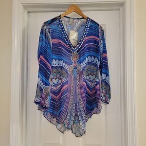 Ace Fashion Live Well Chiffon Sheer Top Size medium NWT